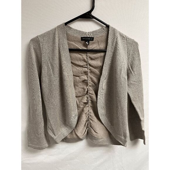 Willi Smith Womens Open Front Ruched Back Open Front Cardigan Size Small shimmer - Picture 1 of 5